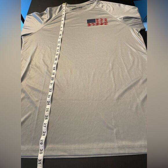 HDE Athletic Performance Shirt Long Sleeve Gray Rainbow Trout Men’s Size L - Picture 4 of 5